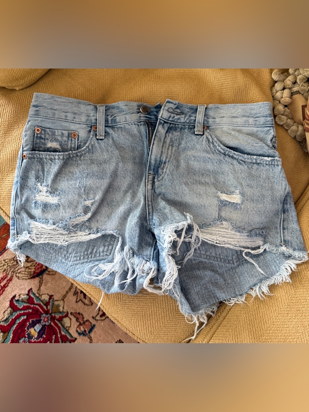 PISTOLA Distressed Jean Shorts. Size 27.